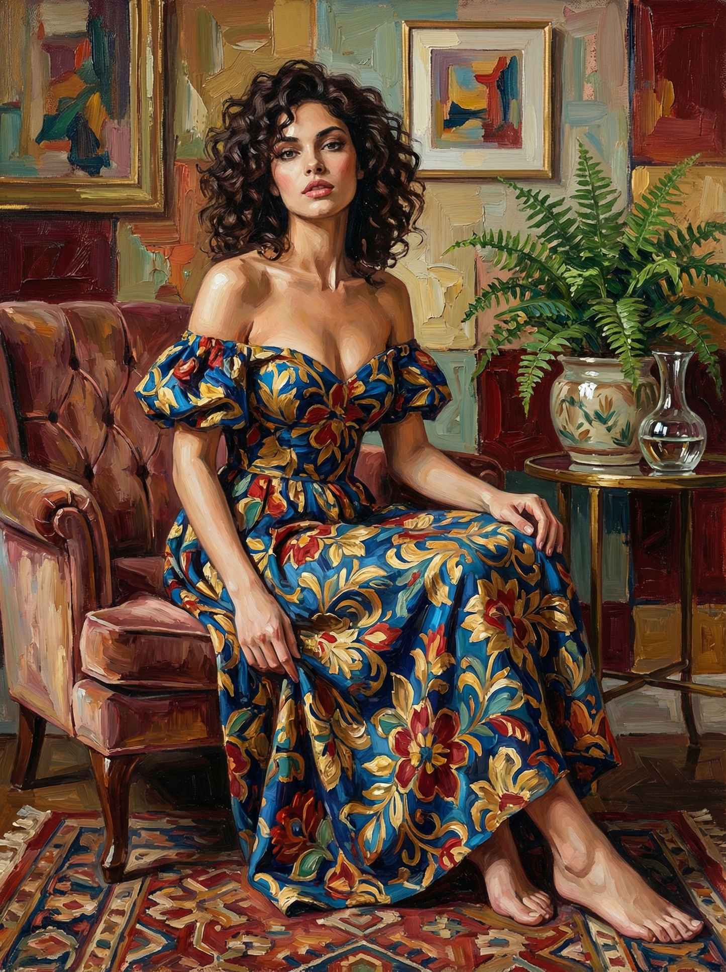 Floral Gown and Fern Interior (Diamond Painting) Diamond Painting kit