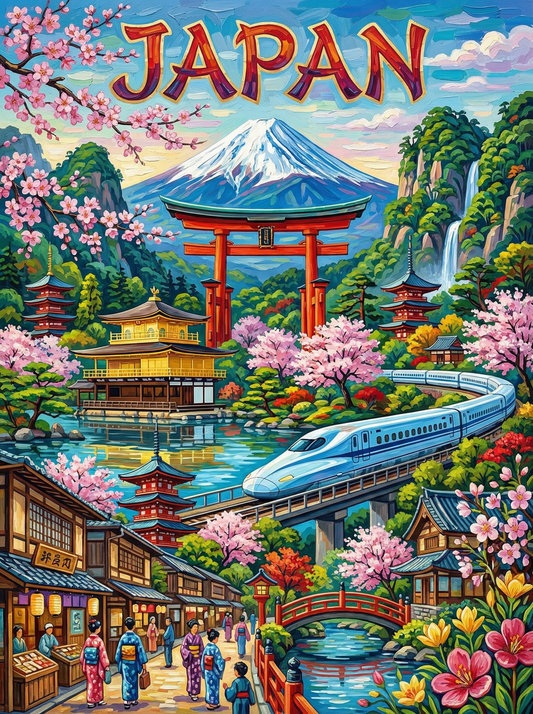 Japan Sakura Journey (150 Color Diamond Painting)