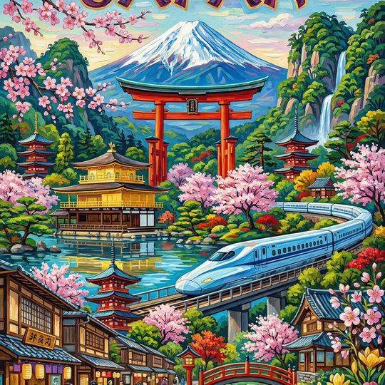Japan Sakura Journey (150 Color Diamond Painting)