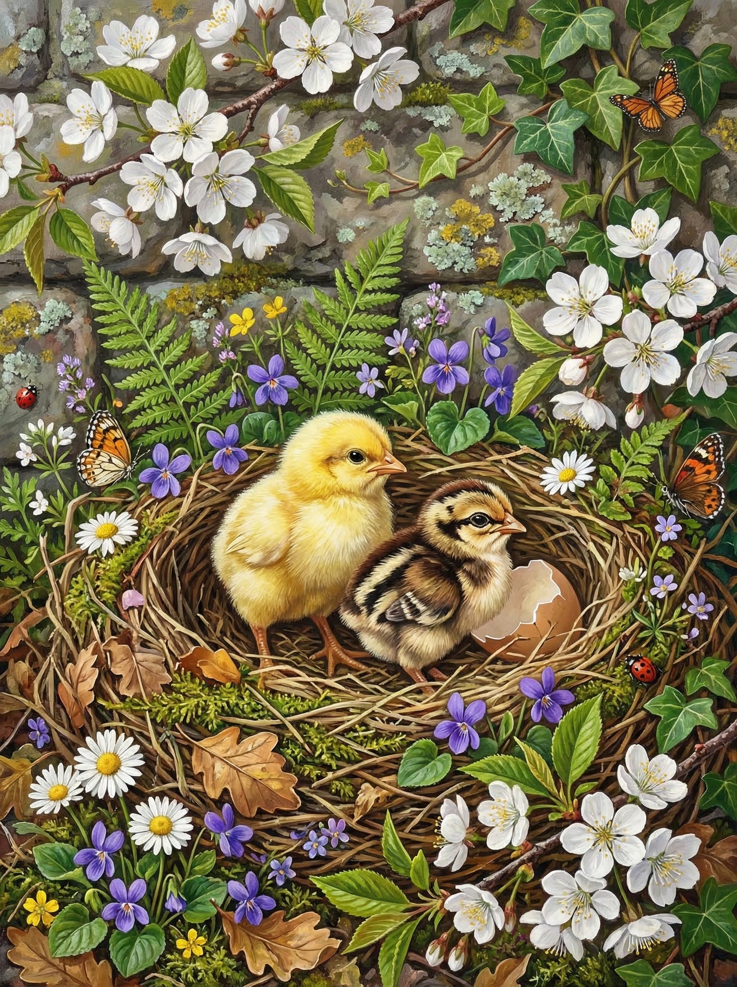 Baby Chicks Garden Nest (Diamond Painting) Diamond Painting kit