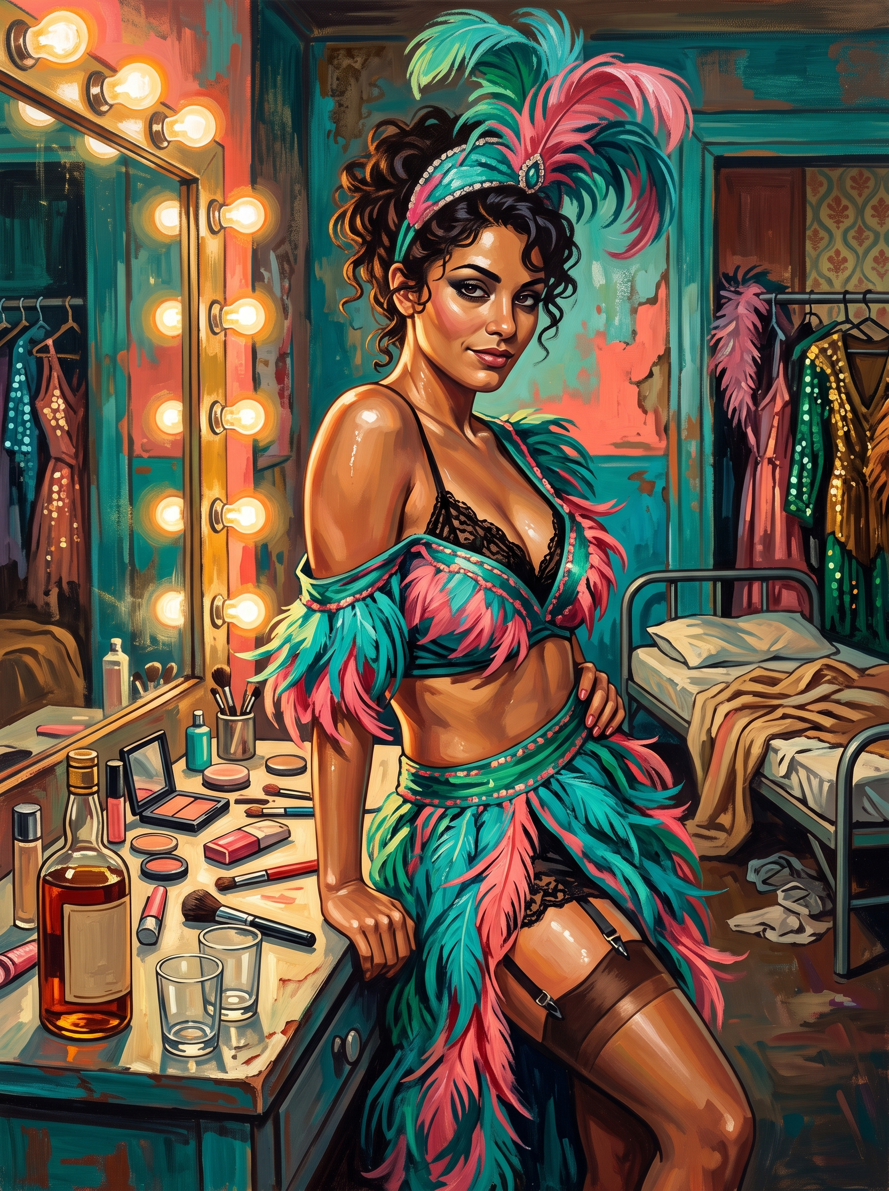 Backstage Feathers and Mirrors