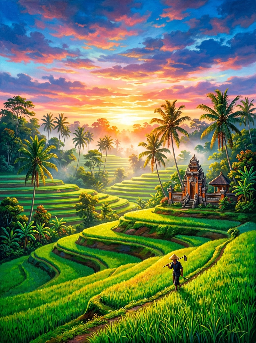 Bali Ubud Rice Terraces Clean (150 Color Diamond Painting)