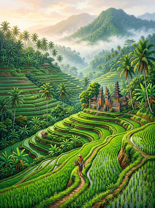 Bali Ubud Rice Terraces Documentary (150 Color Diamond Painting)