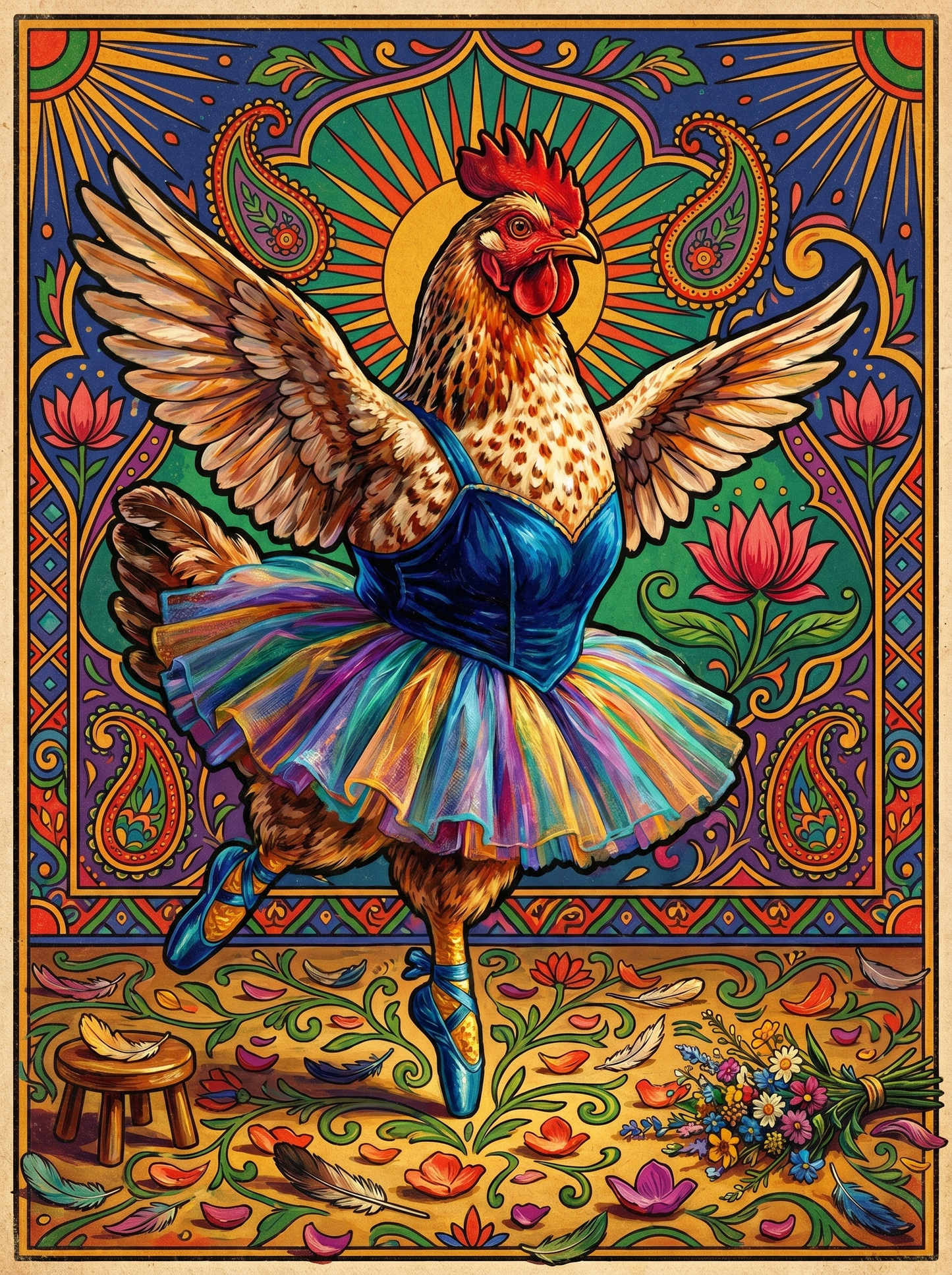 Ballet Dancing Rooster (150 Color Diamond Painting)