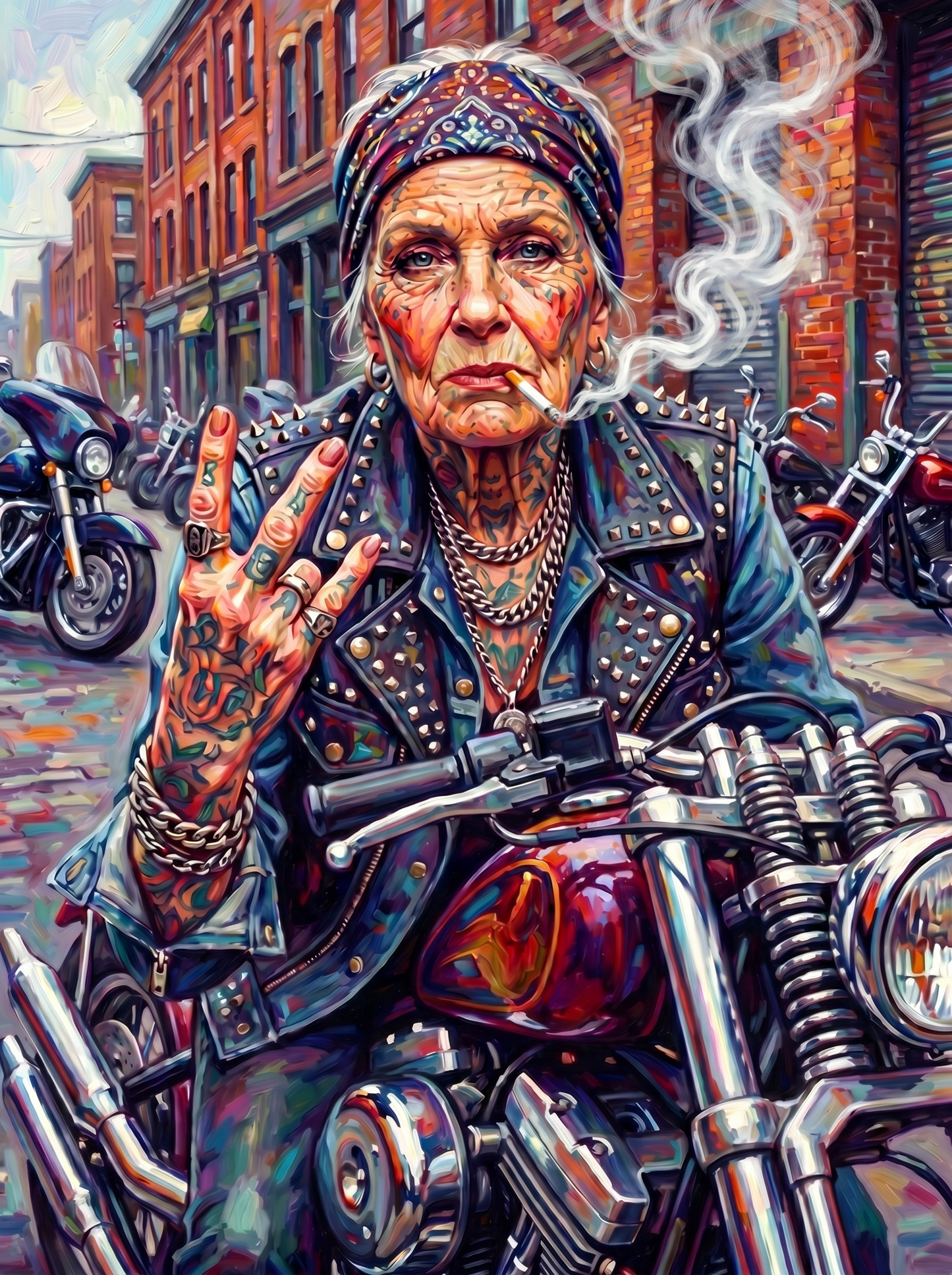 Bandana Biker Granny Vivid (150 Color Diamond Painting)