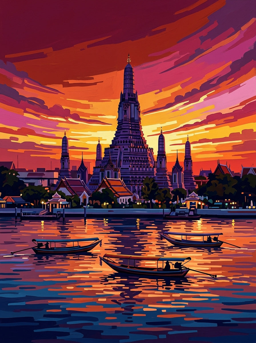 Bangkok Wat Arun Sunset Documentary (150 Color Diamond Painting)