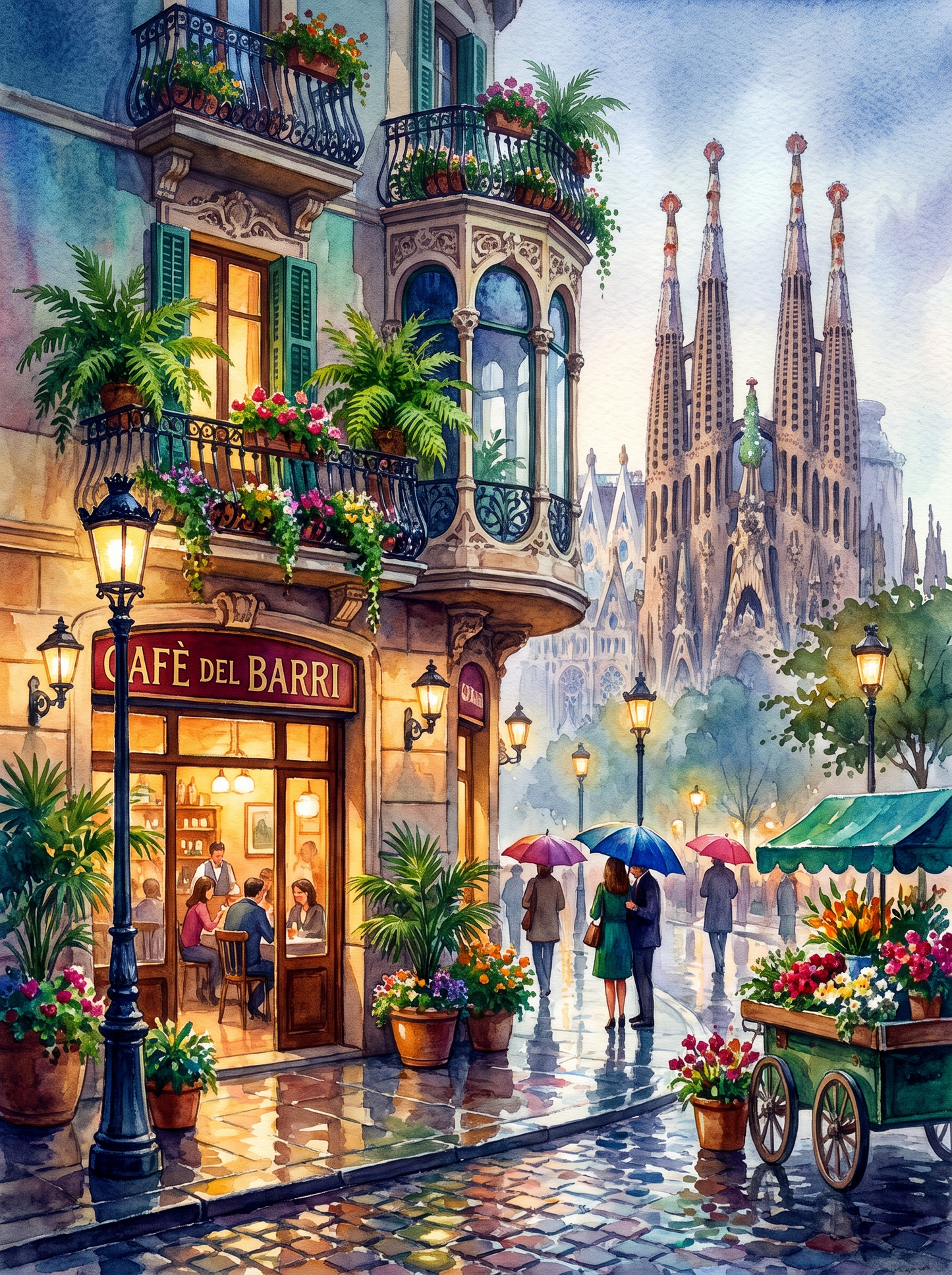 Barcelona Sagrada Familia Rainy Café