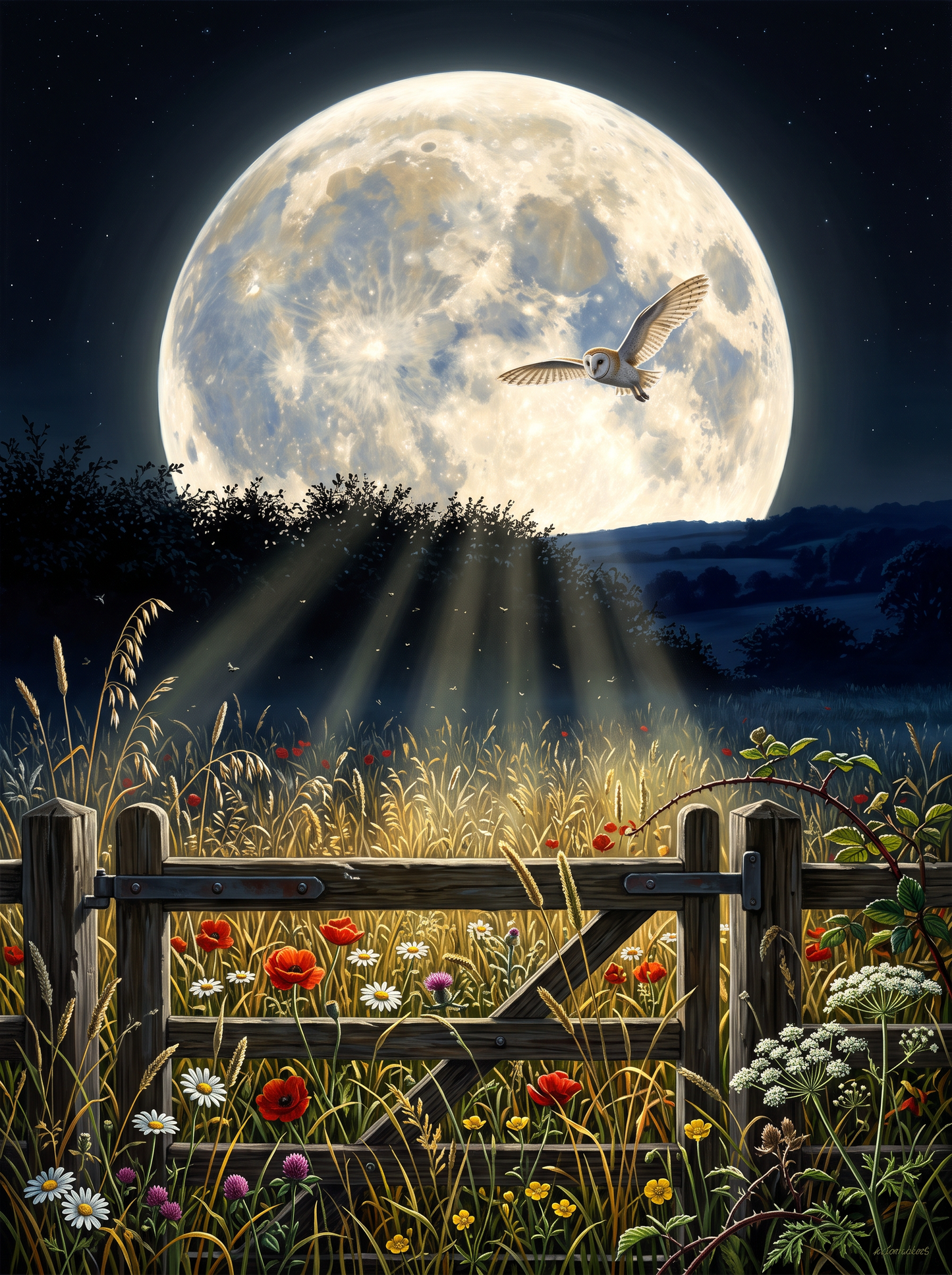 Barn Owl and the Giant Moon