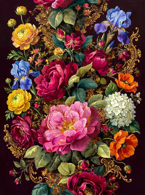 Baroque Floral Gold Scroll (Diamond Painting)