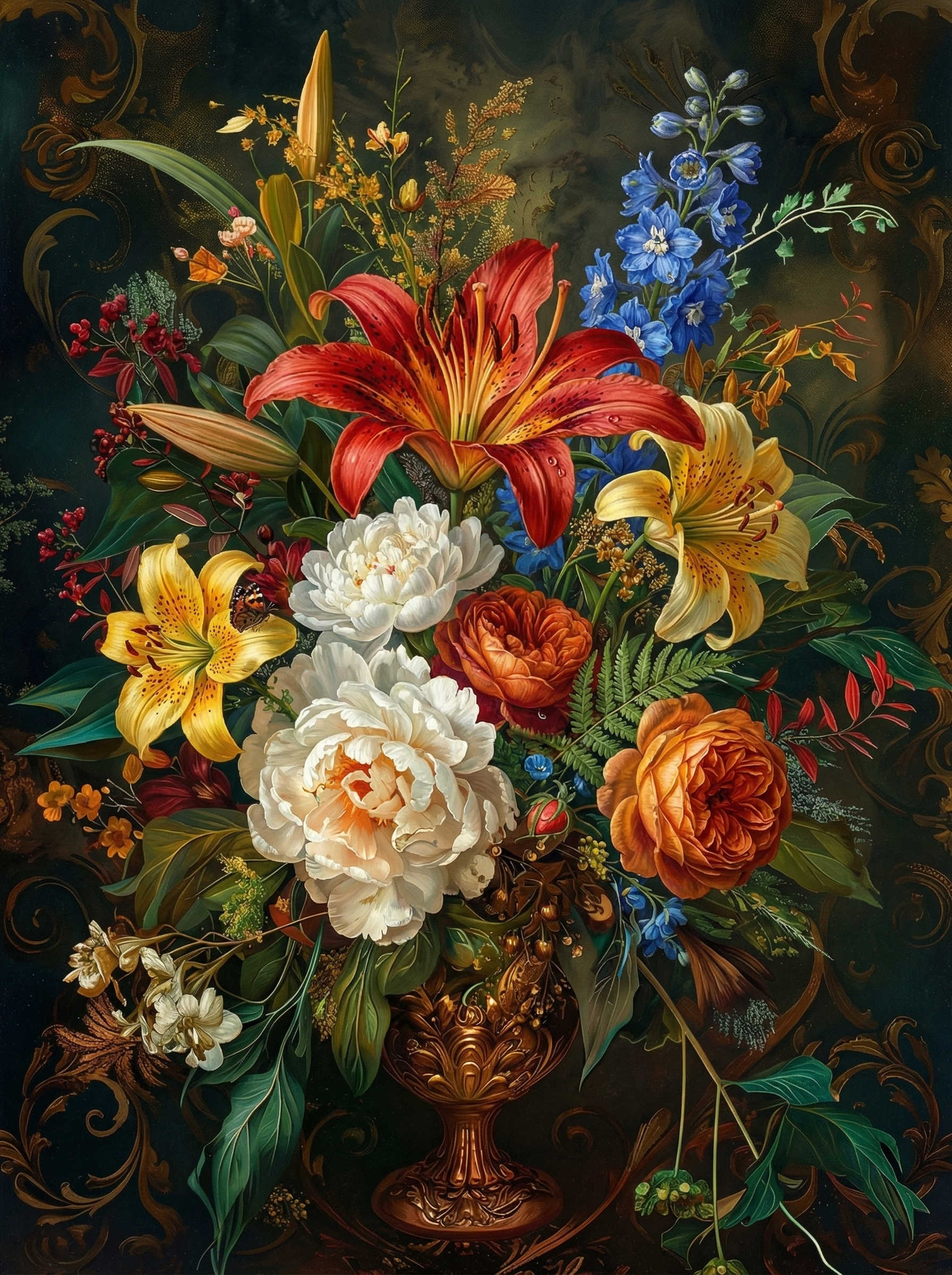 Baroque Floral Still Life (100 Color Diamond Painting)