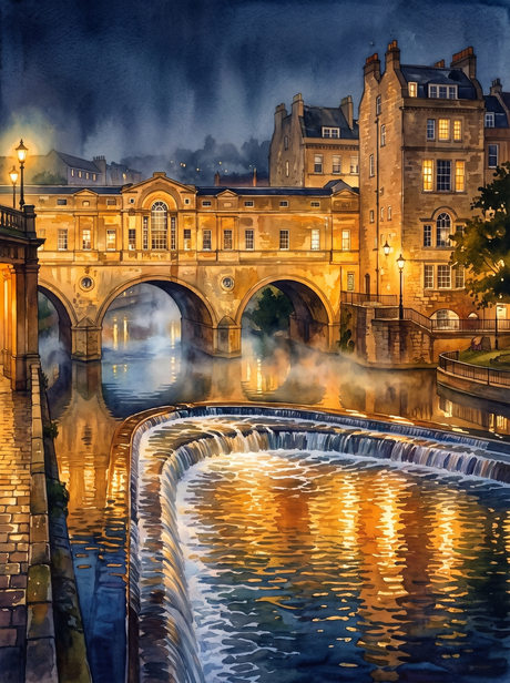 Pulteney Bridge at Night, Bath