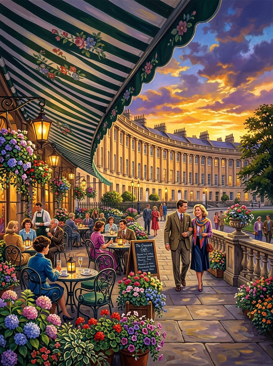 Bath Royal Crescent Golden Clean (150 Color Diamond Painting)
