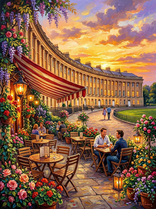 Bath Royal Crescent Golden Impasto (150 Color Diamond Painting)