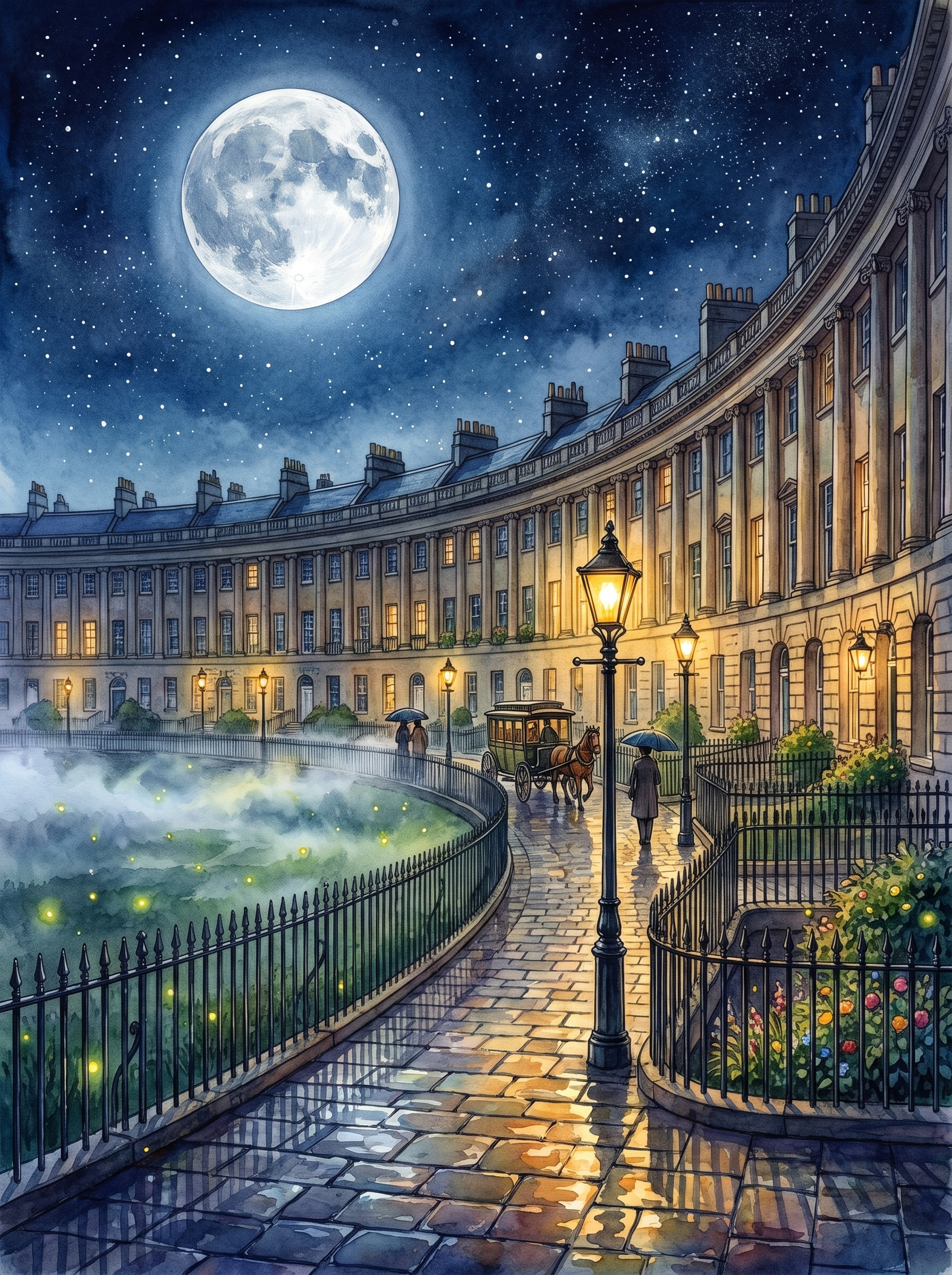 Royal Crescent in Moonlight, Bath