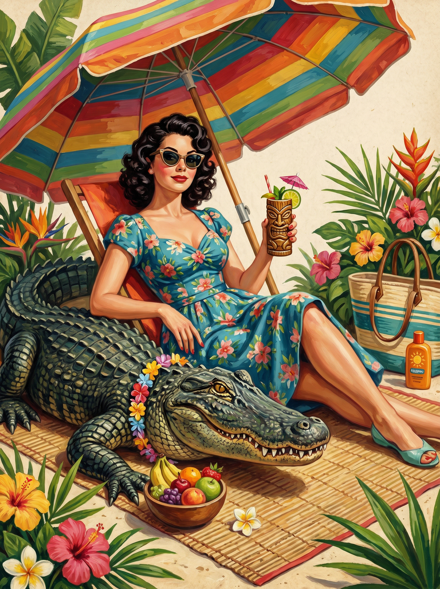 Bayou Gator Lounge (150 Color Diamond Painting)