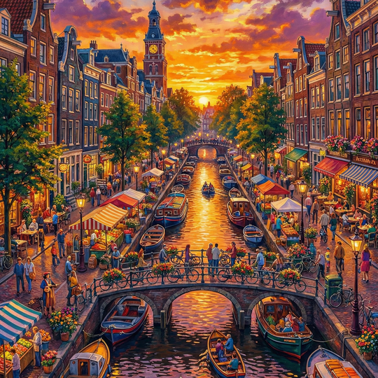 Sunset Over Amsterdam (80 Colors)