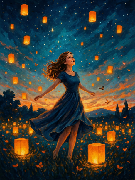 Starlit Sky Lantern Girl (100 Color Diamond Painting) Diamond Painting kit