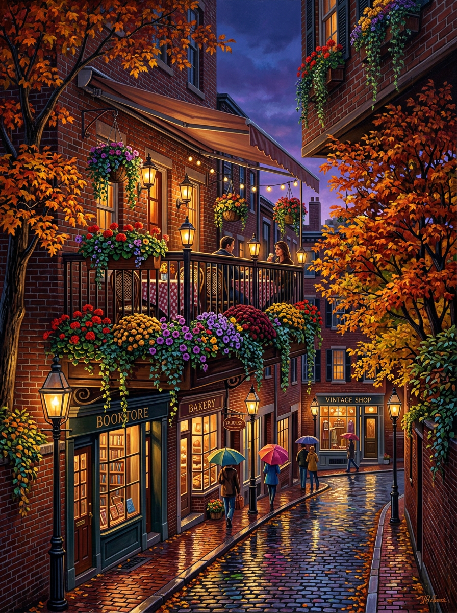Beacon Hill Balcony Rain (150 Color Diamond Painting)