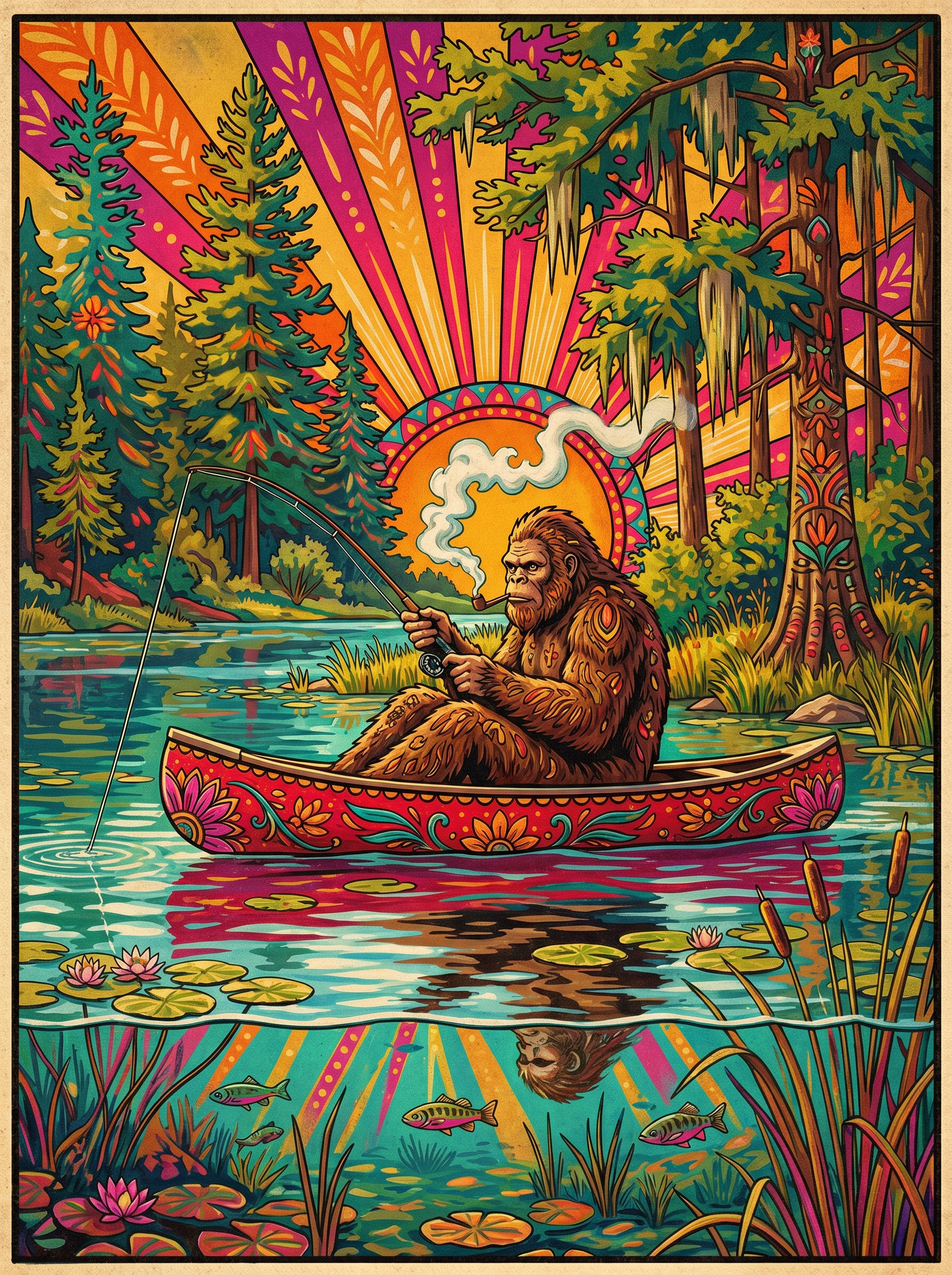 Bear Canoe Lake (150 Color Diamond Painting)