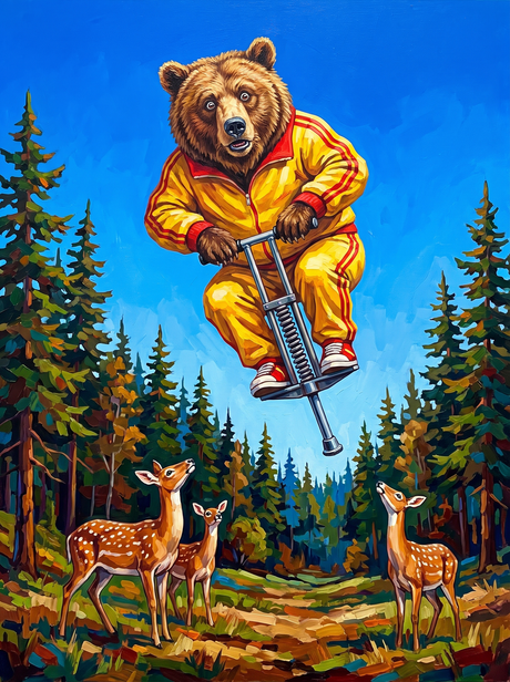 Bear on a Pogo Stick