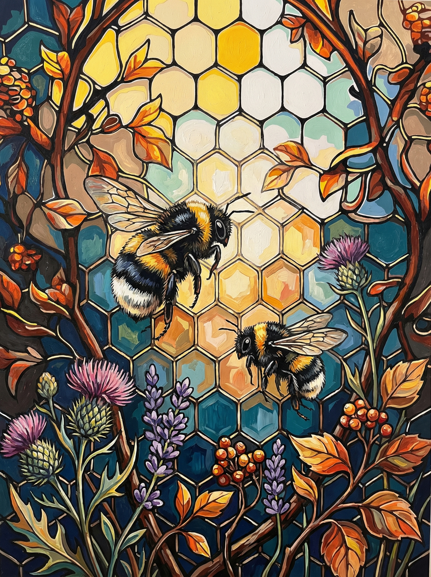 Bees And Honeycomb Garden (Diamond Painting)