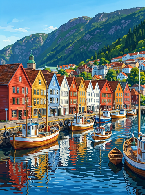 Bergen Bryggen Wharf (150 Color Diamond Painting)