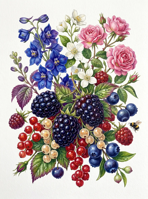 Berry Floral Still Life (Diamond Painting)