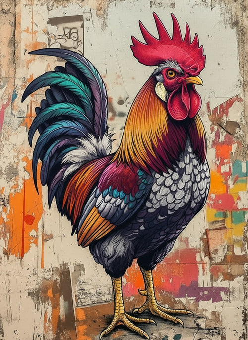 Rooster of Color (Board Canvas)