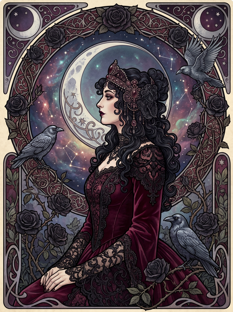 Black Rose Raven Portrait (80 Colors) Paint by Numbers kit