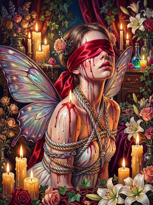 Blindfolded Fairy Bound Candles (150 Color Diamond Painting)