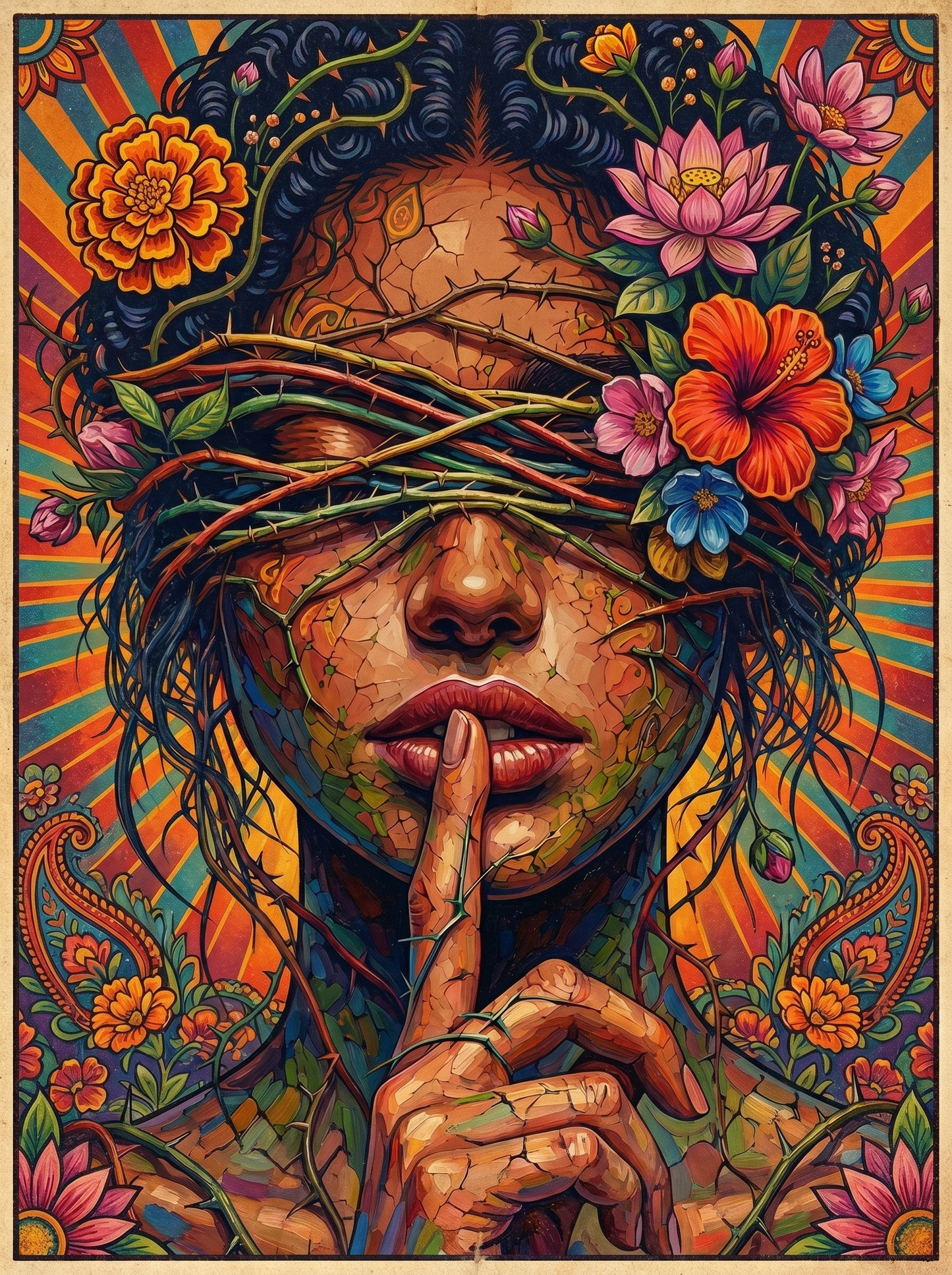Blindfolded Silence Woman (150 Color Diamond Painting)