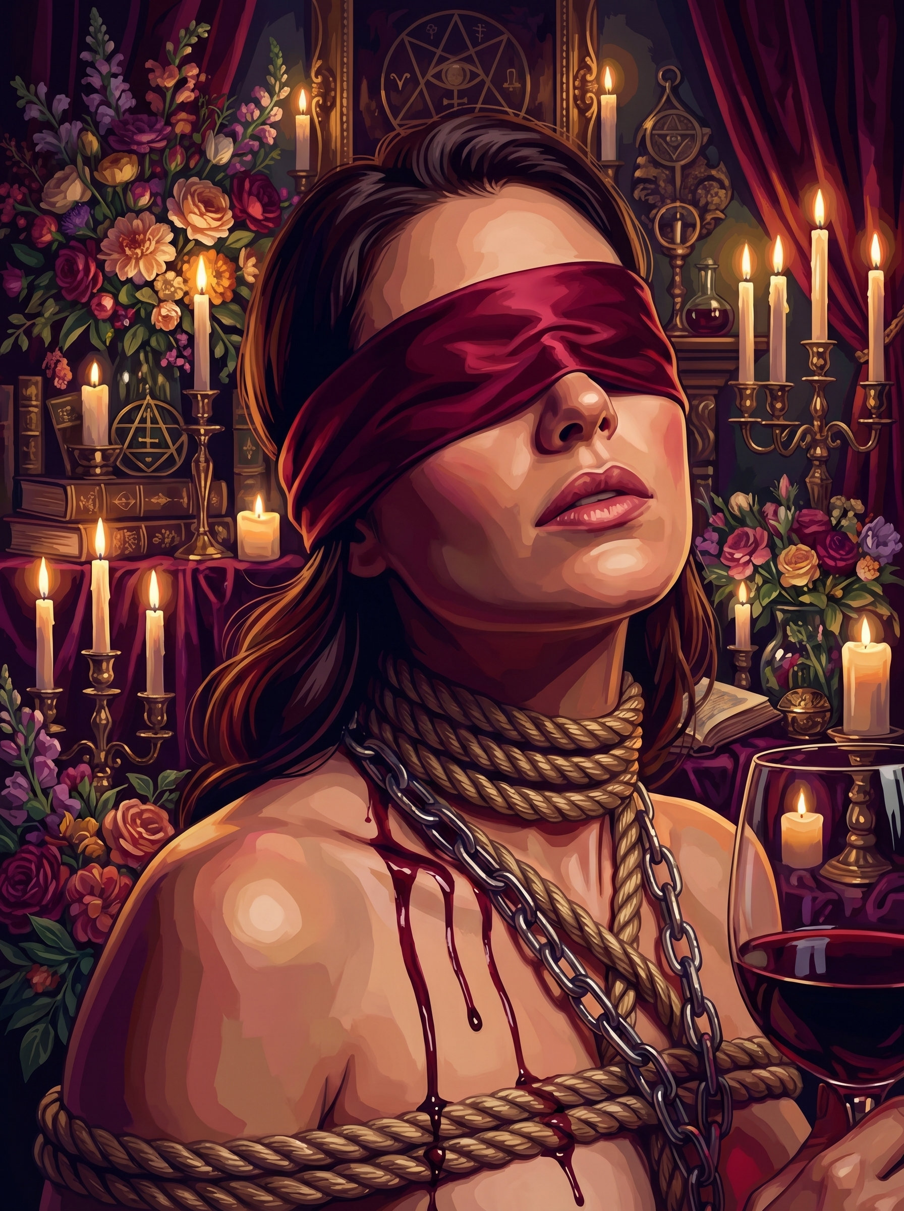 Blindfolded Woman Occult Candles (150 Color Diamond Painting)