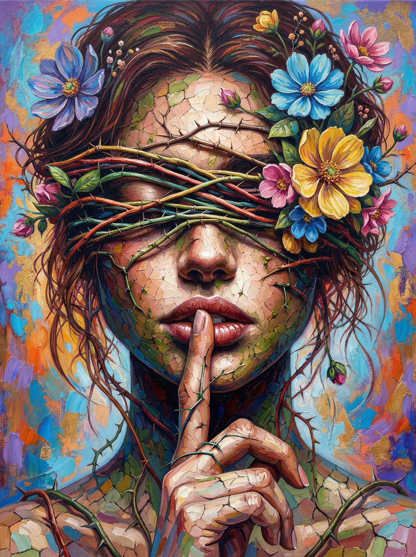 Blooming Mind Portrait (100 Color Diamond Painting)