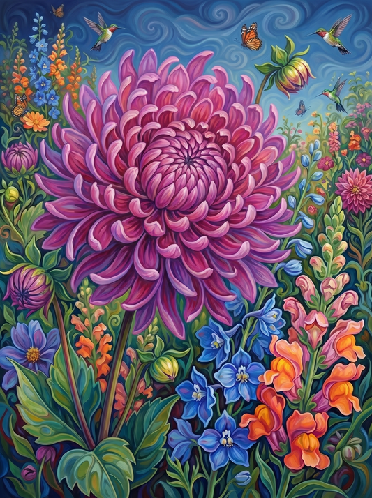 Blossoming Dahlia as Chrysanthemum (Diamond Painting) Diamond Painting kit