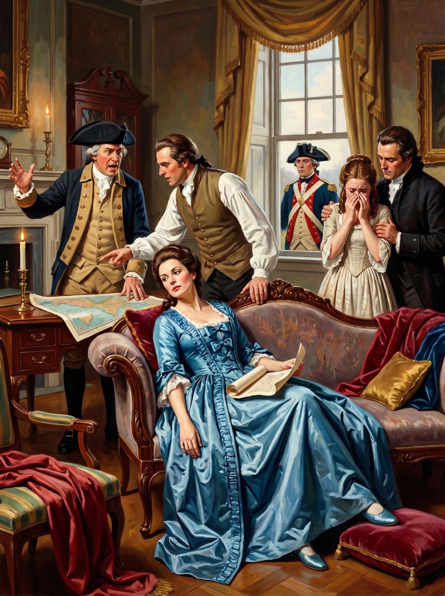 Blue Gown Fainting Scene (150 Color Diamond Painting)