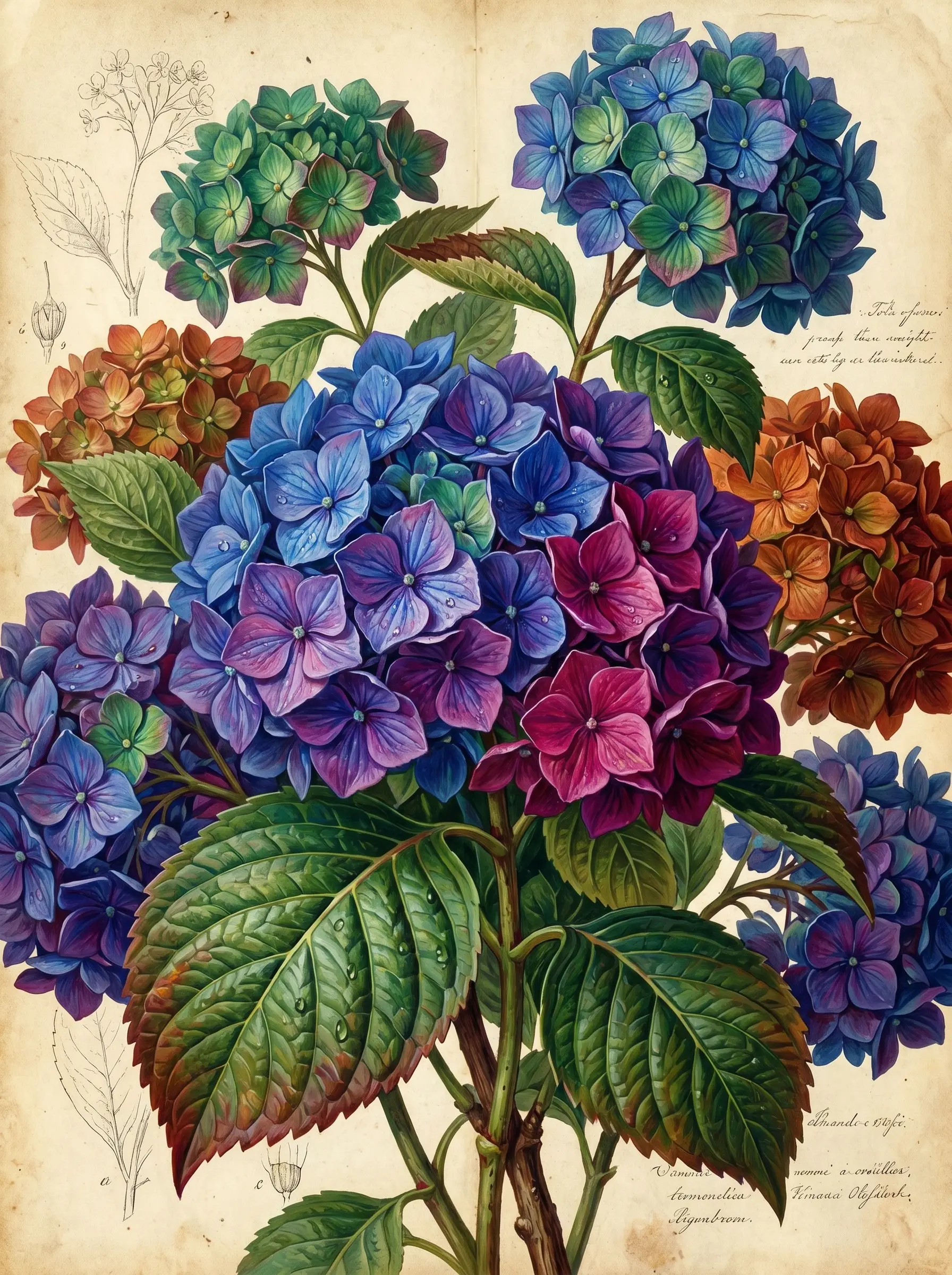 Blue Hydrangea Botanical Study (Diamond Painting)