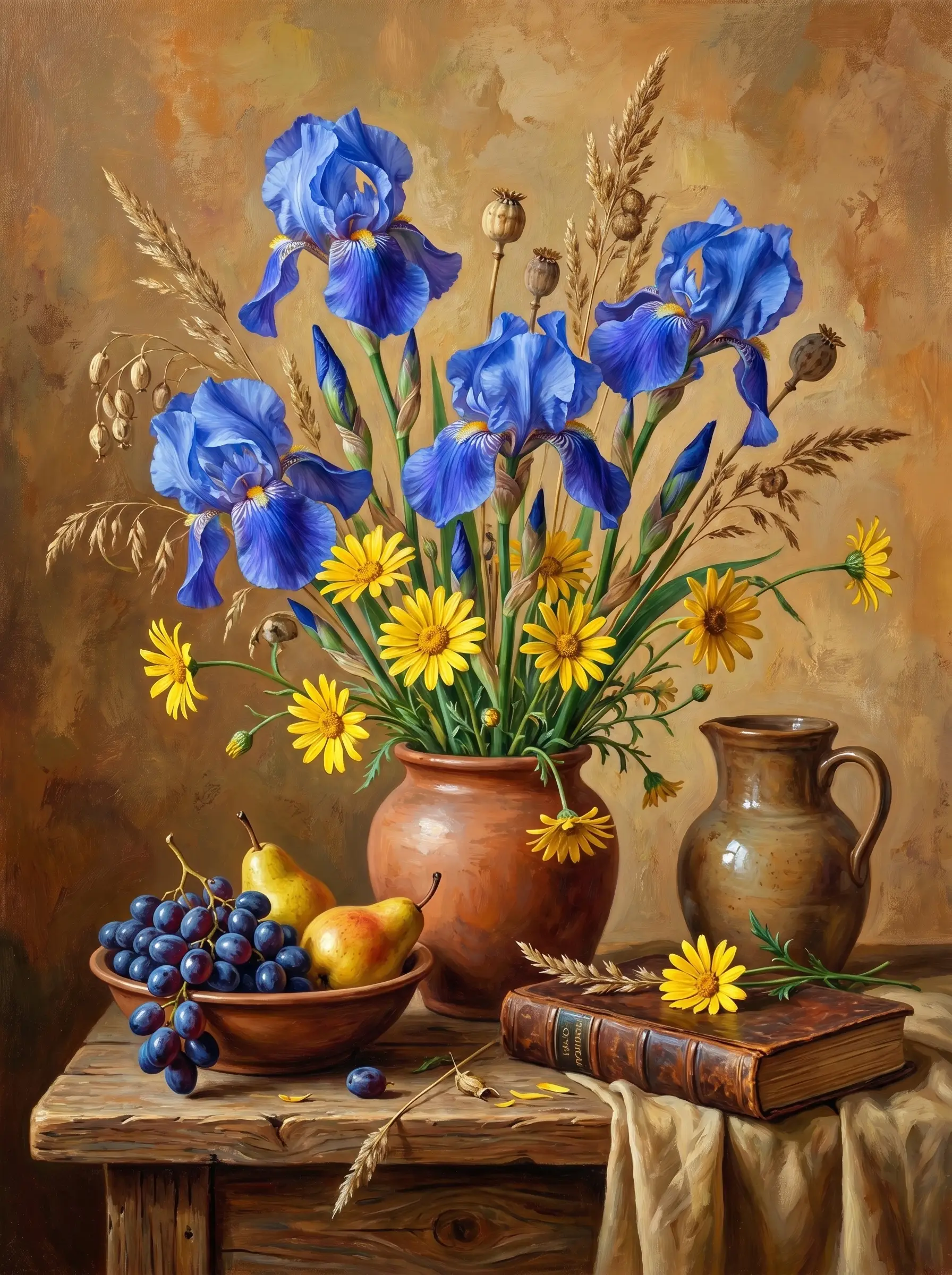 Blue Iris Daisy Vase (Diamond Painting)