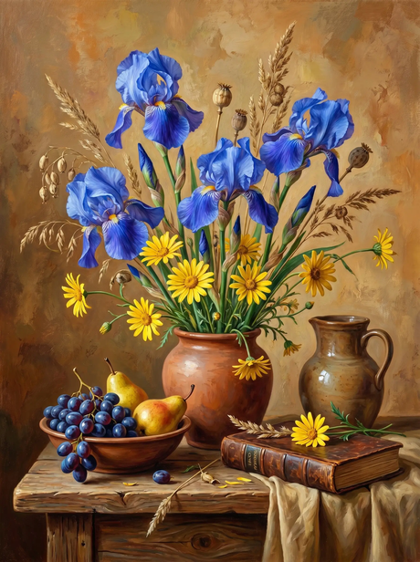 Blue Iris Daisy Vase (Diamond Painting) Diamond Painting kit