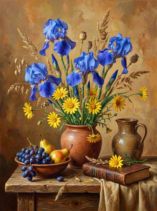 Blue Iris Daisy Vase (Diamond Painting) Diamond Painting kit