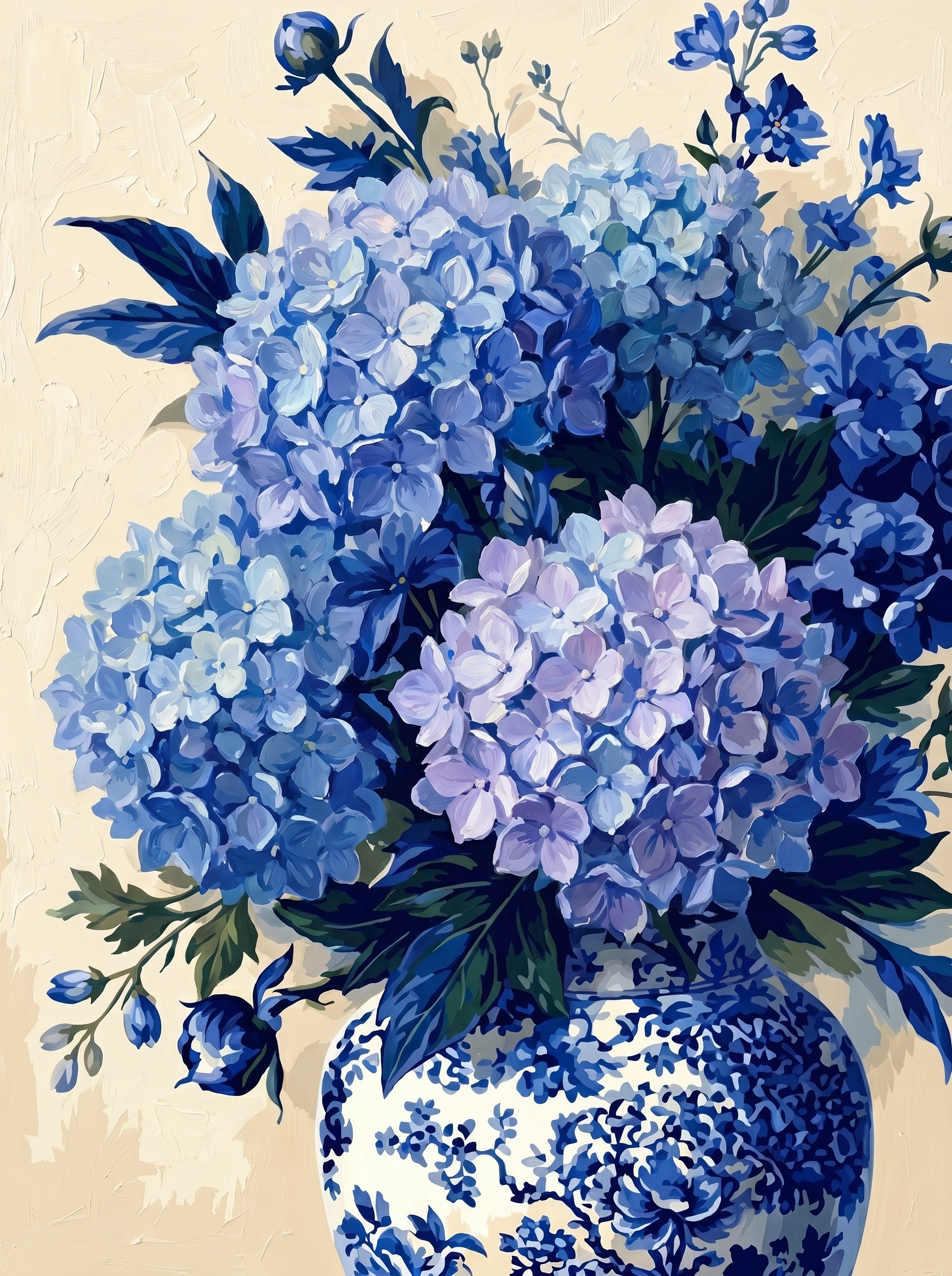 Blue Porcelain as Hydrangeas (Diamond Painting)