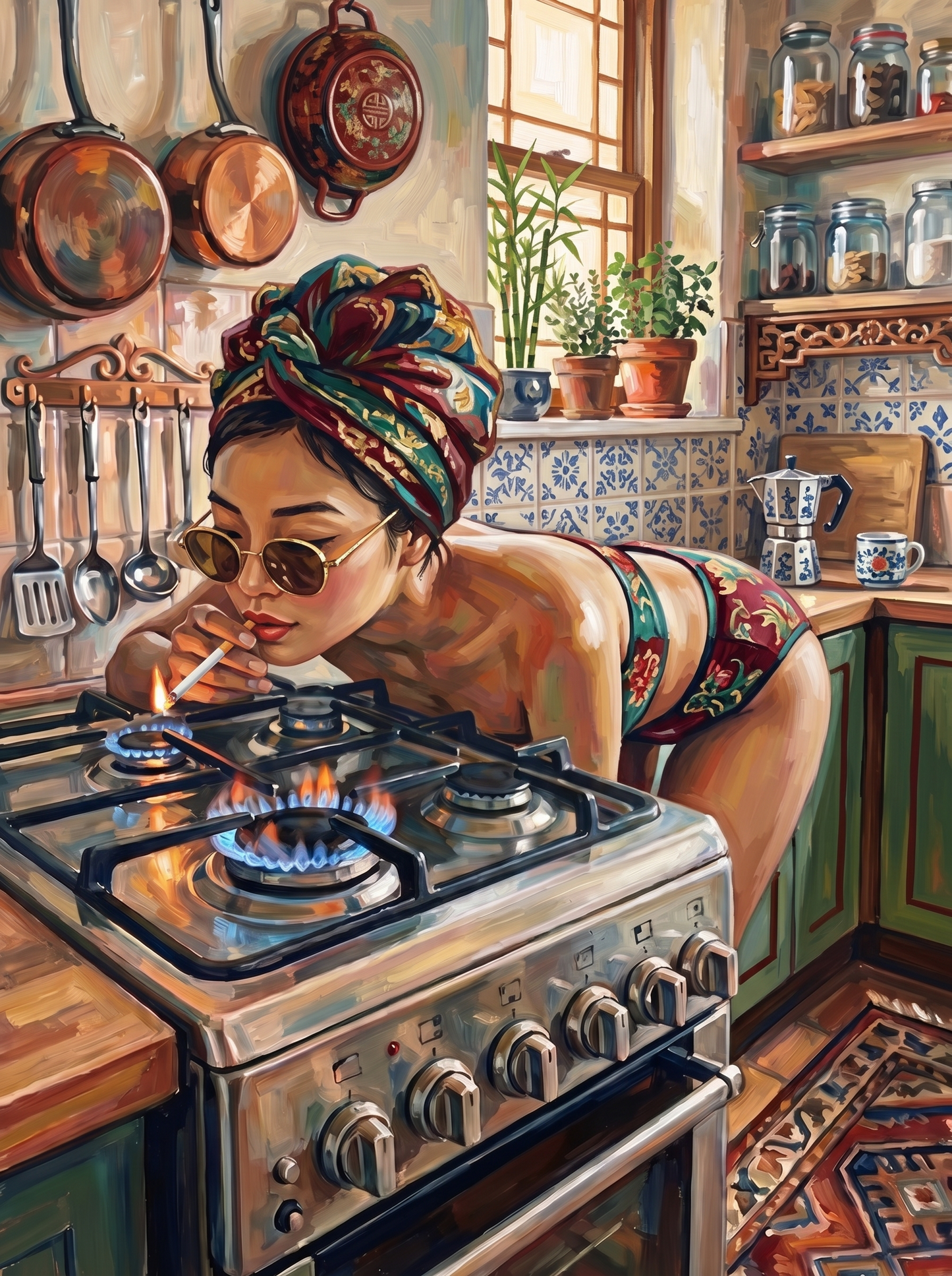 Blue Tile Teapot Kitchen