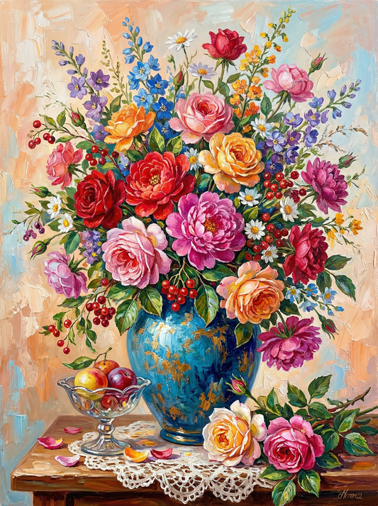 Blue Vase Garden Mix (Diamond Painting)
