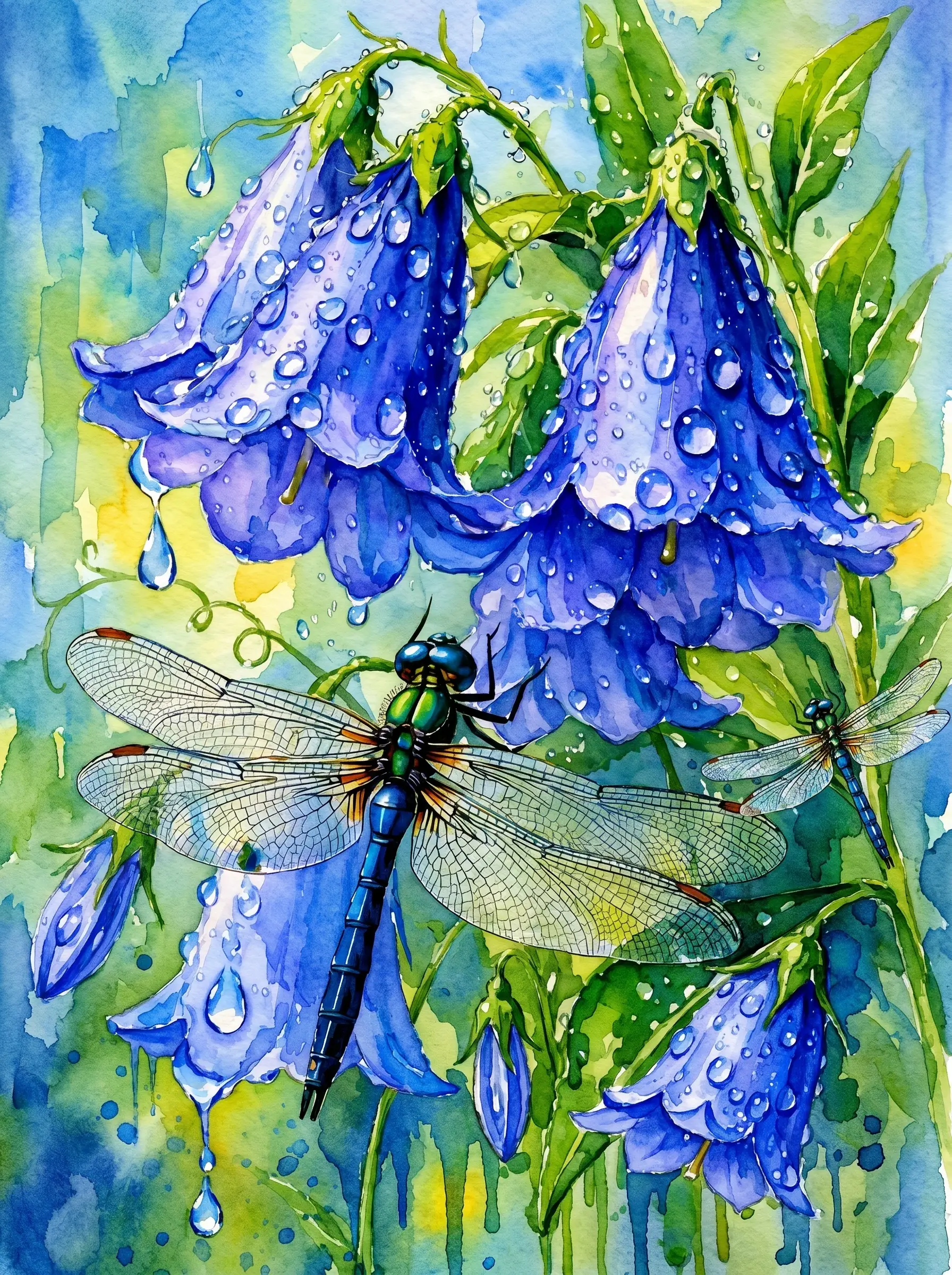 Bluebell Dragonfly Watercolor (Diamond Painting)