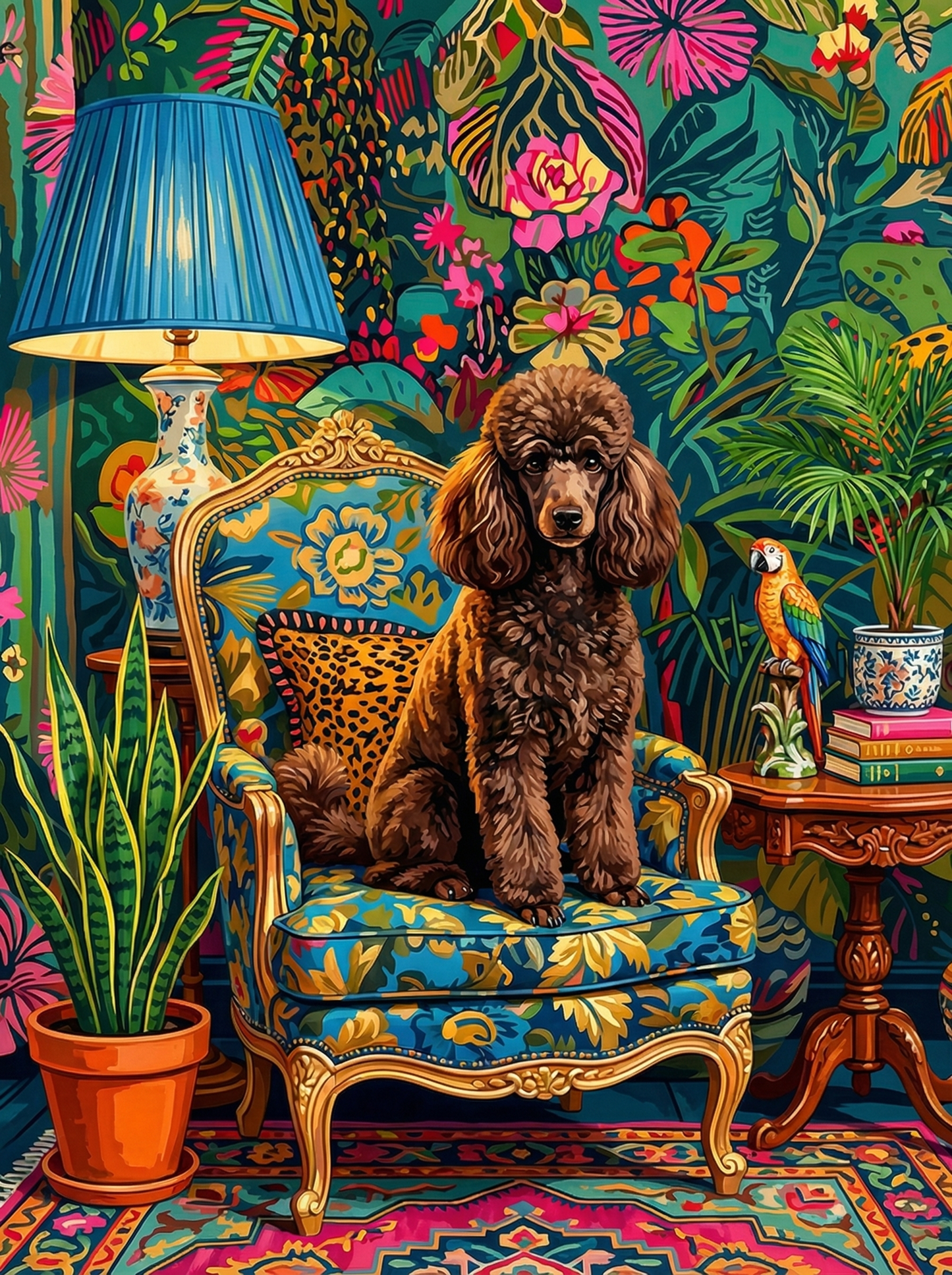 Boho Dog Portrait Interior (100 Color Diamond Painting)