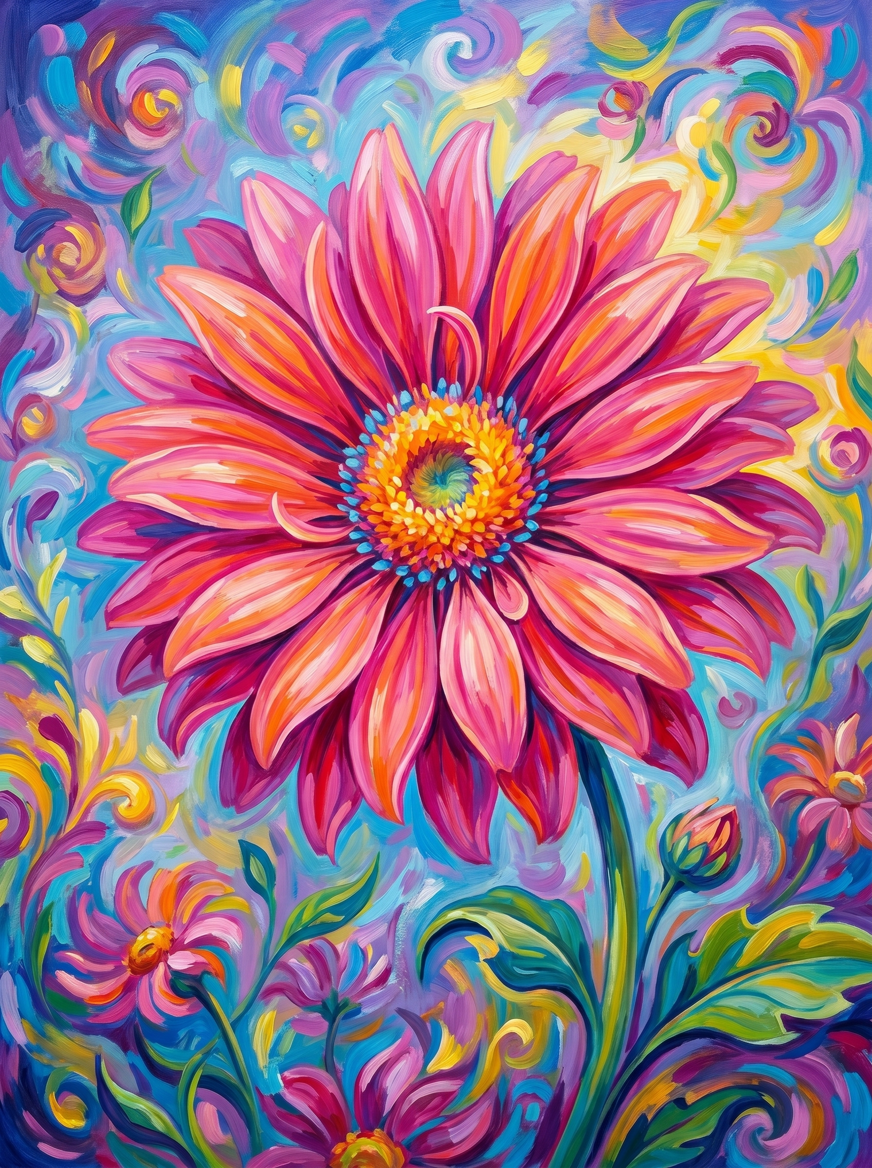 Bold Gerbera Daisy (Diamond Painting)