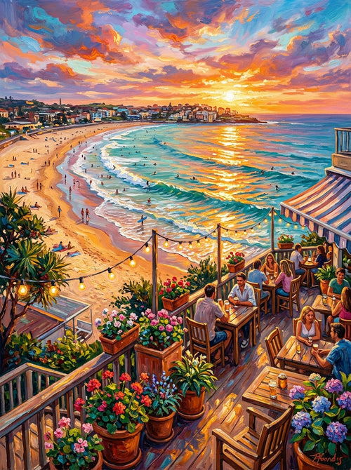 Bondi Beach Summer Impasto (150 Color Diamond Painting)