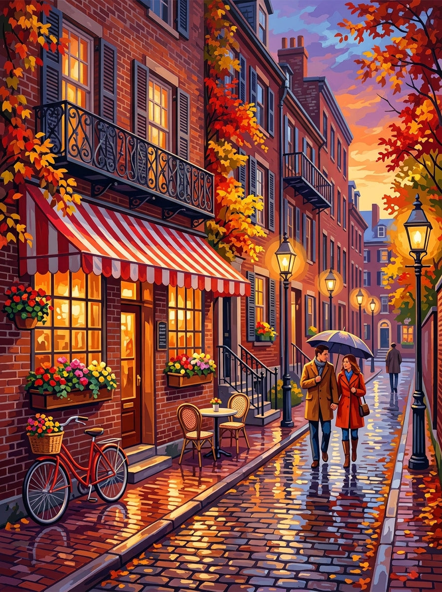 Boston Beacon Hill Autumn Clean (150 Color Diamond Painting)