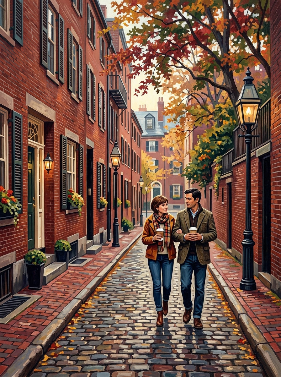 Boston Beacon Hill Autumn Documentary (150 Color Diamond Painting)