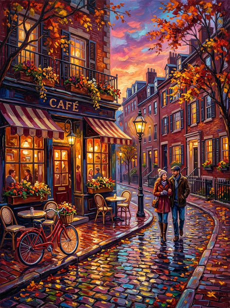Boston Beacon Hill Autumn Impasto (150 Color Diamond Painting) Diamond Painting kit