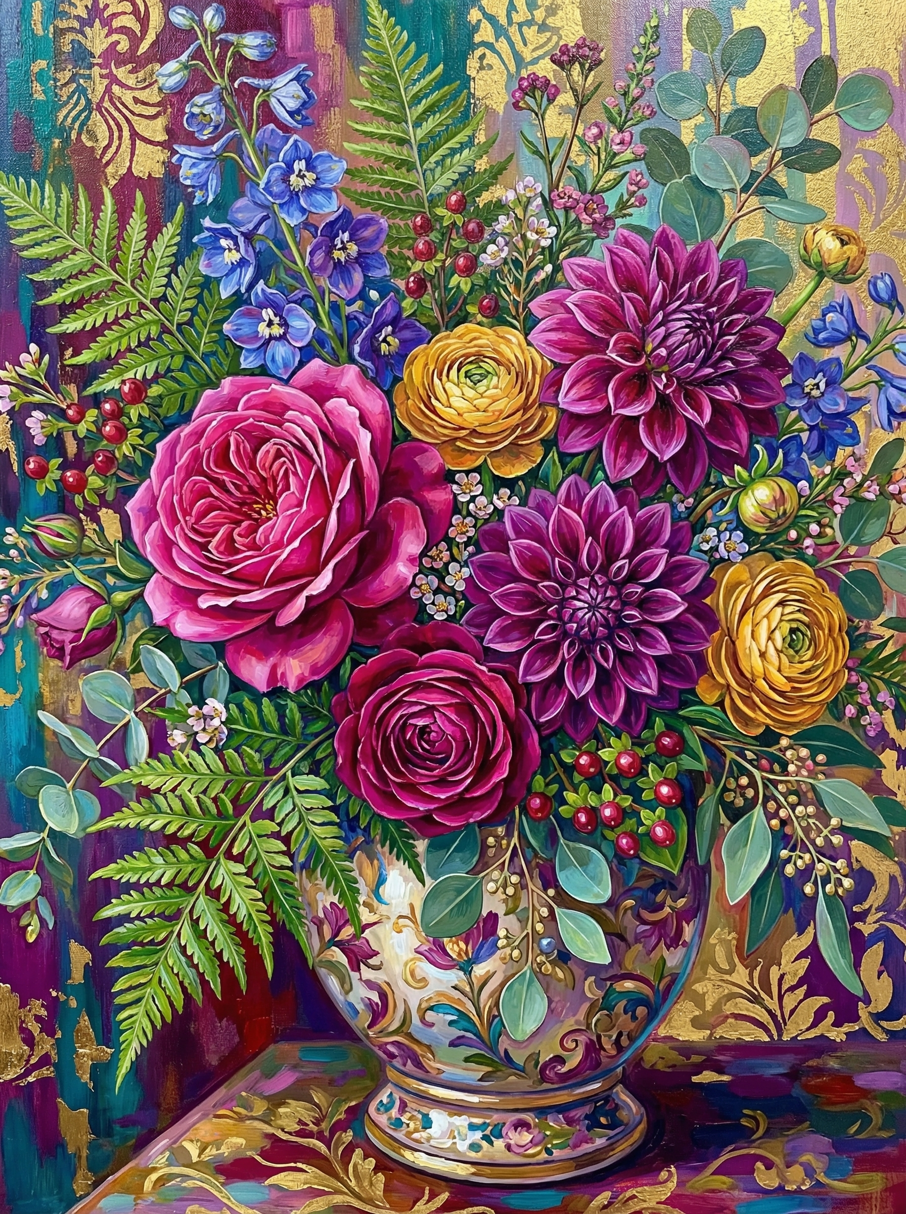 Botanical Garden Arrangement (100 Color Diamond Painting)